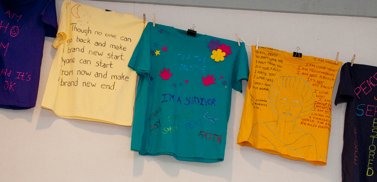 T-shirts with hand-written messages