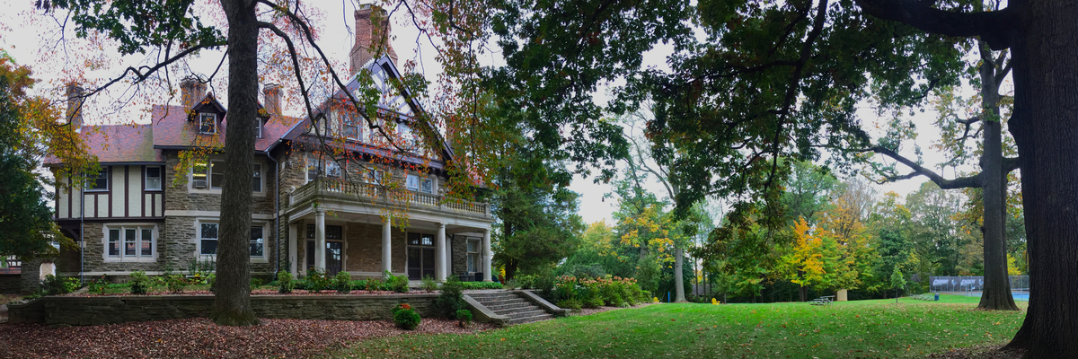 Mansion on campus in the fall