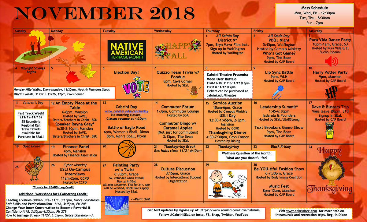 Student activities calendar