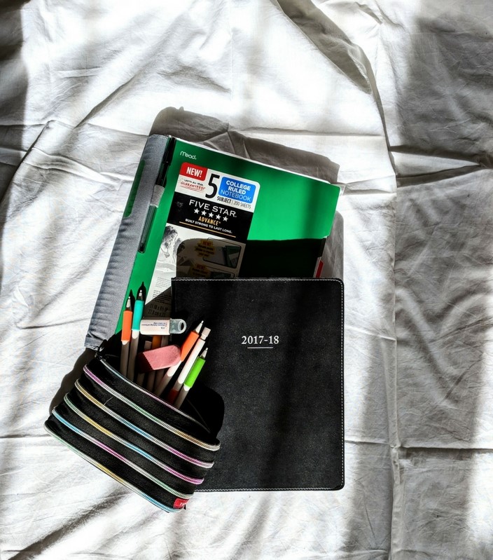 Notebook, planner, and pencil case