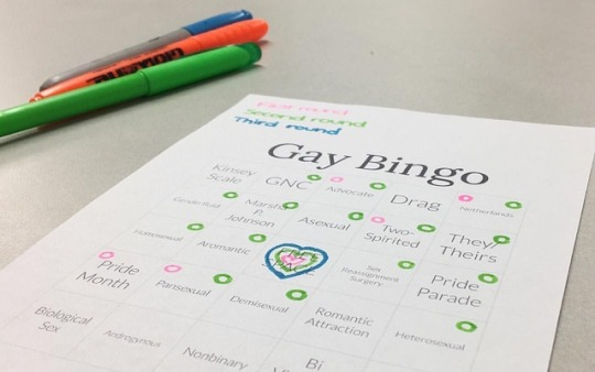 "Gay Bingo" bingo card from Spectrum's Gay Bingo 2019