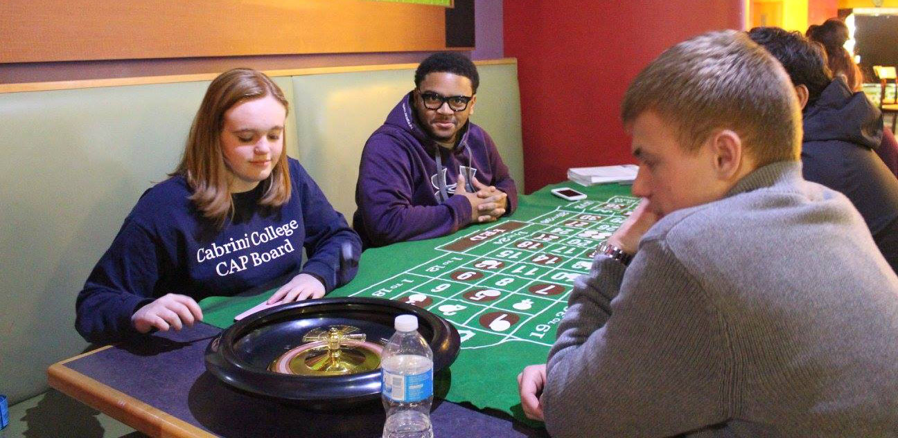 Students at Casino Night on campus
