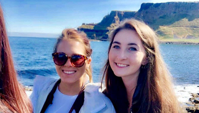 Olivia and a friend at the Giant's Causeway