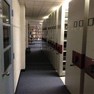 The bottom floor of the Holy Spirit Library (HSL).