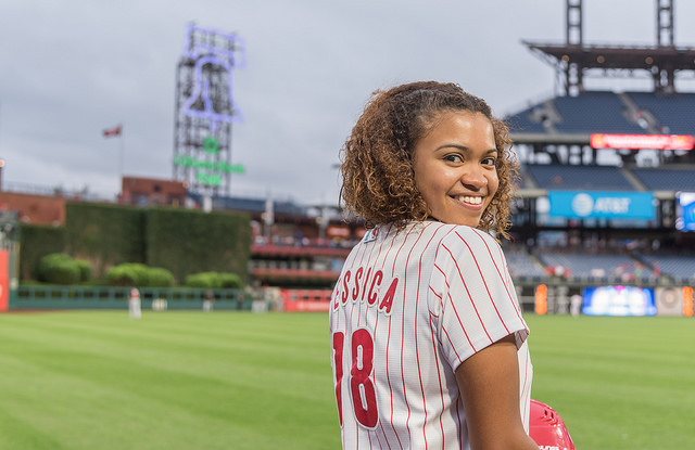 Cabrini Student Phillies Ball Girl at game