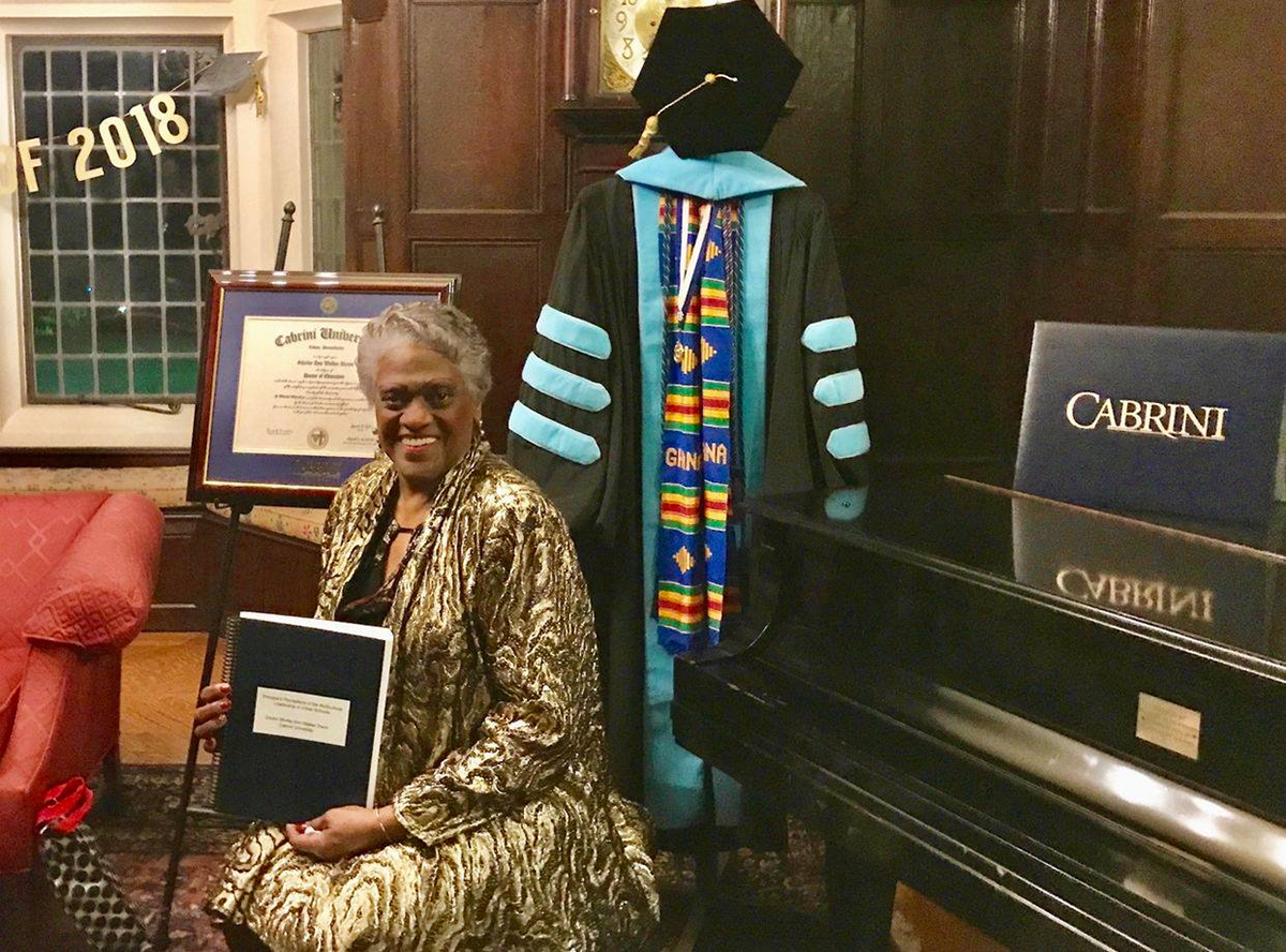 Shirley Walker Dixon after becoming the first Cabrini EdD graduate