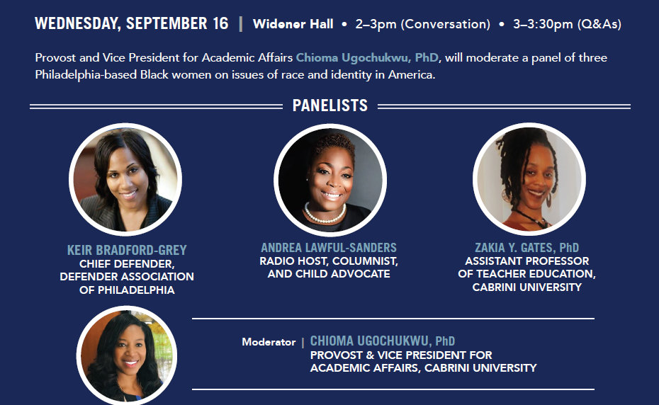 Race in America flyer with panelists.