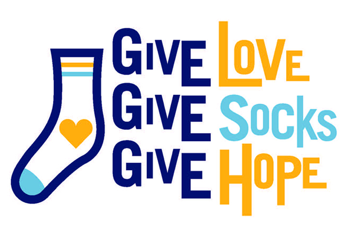 Give love, give love, give socks logo