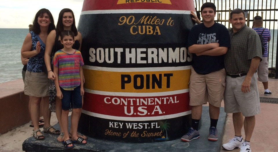 Heckman family at southernmost point of US
